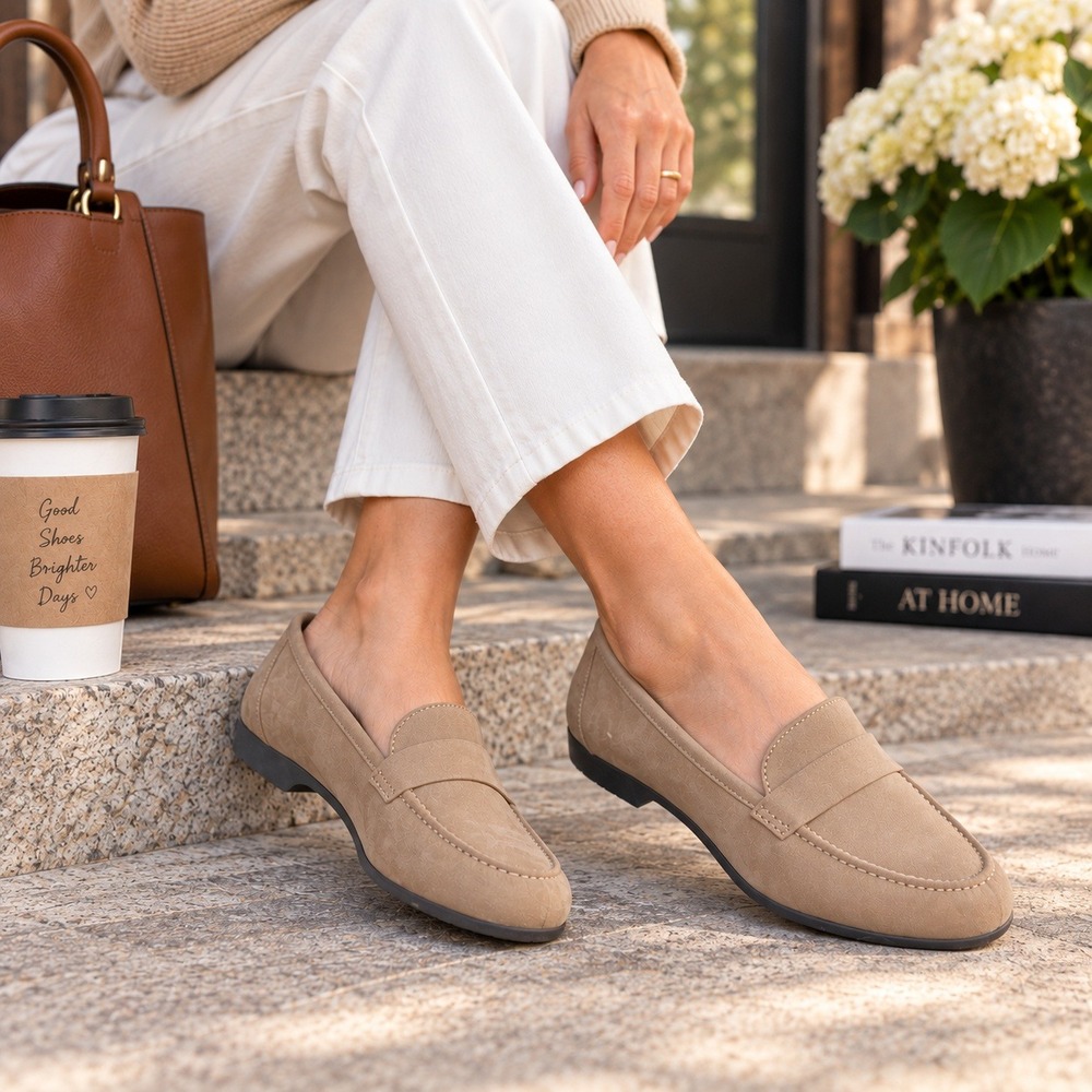 Easy Spirit Heritage Loafers Nubuck Leather Comfort Shoes Terra Oat Women's 9.5